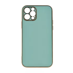   Egyszerű arany keretes szilikon tok iPhone 13 Pro Max - Türkizzöld