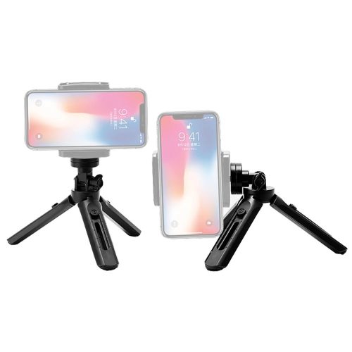 Mini tripod szelfibot tartó telefonhoz, kamerához, GoPro-hoz, 16–21 cm, fekete