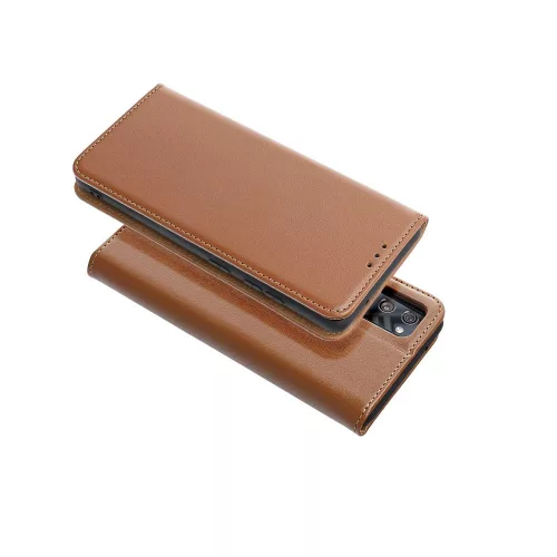 Xiaomi Redmi 14C, Kinyitható kártyatartós tok, valódi bőrből - Barna - SMART PRO