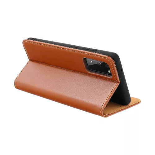 Xiaomi Redmi 14C, Kinyitható kártyatartós tok, valódi bőrből - Barna - SMART PRO