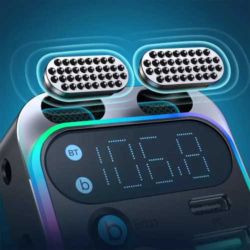 Joyroom JR-CL16 FM fekete transzmitter / autós töltő (48W)