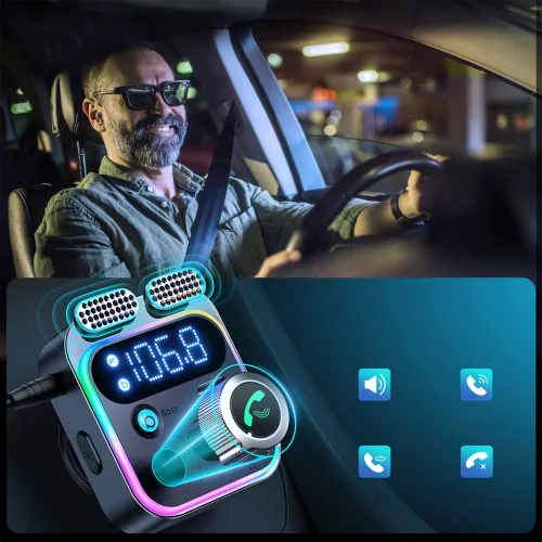 Joyroom JR-CL16 FM fekete transzmitter / autós töltő (48W)