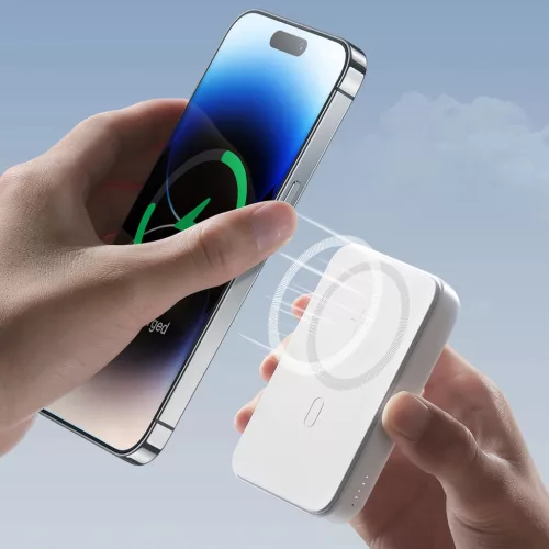 Joyroom JR-W020 20W MagSafe Powerbank 10000 mAh + 0,25m USB-A - USB-C kábel  - Fehér