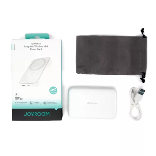 Joyroom JR-W020 20W MagSafe Powerbank 10000 mAh + 0,25m USB-A - USB-C kábel  - Fehér