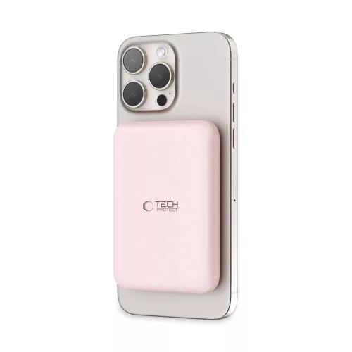 Tech-Protect LifeMag PB10 MagSafe Powerbank 5000mAh 15W USB-C port + USB-C kábel - Rózsaszín