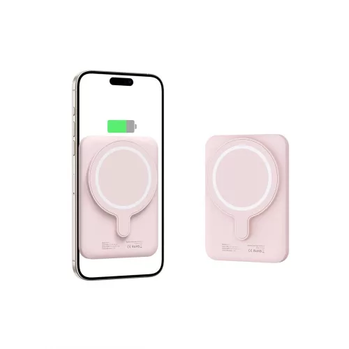 Tech-Protect LifeMag PB10 MagSafe Powerbank 5000mAh 15W USB-C port + USB-C kábel - Rózsaszín