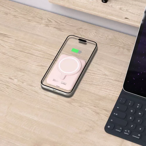 Tech-Protect LifeMag PB10 MagSafe Powerbank 5000mAh 15W USB-C port + USB-C kábel - Rózsaszín