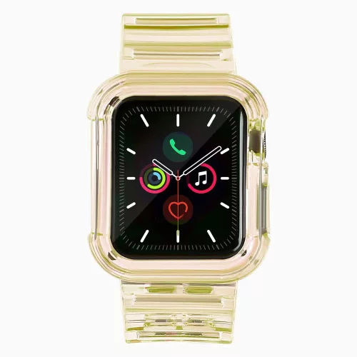 Szilikon Szíj és Tok Apple Watch-hoz - 44 mm - Sárga