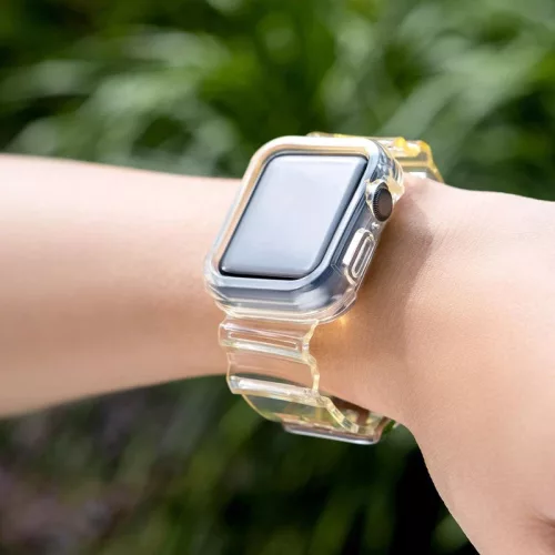 Szilikon Szíj és Tok Apple Watch-hoz - 44 mm - Sárga