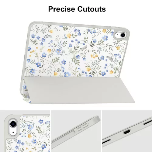 iPad 10.9" (2022, 10. gen.) / 11" (2025, 11. gen.), Kinyitható mágneses tok Apple Pen tárolóval - Virágmintás - Tech-Protect SC Pen 