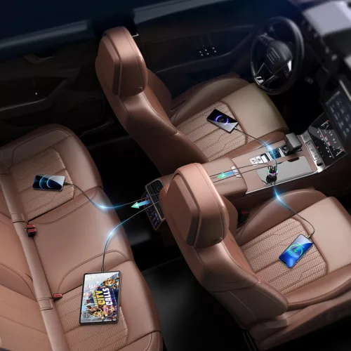 Joyroom JR-CL29 70W autós töltő 4 porttal: 2 x USB-C, 2 x USB - fekete