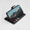 Google Pixel 9 Pro / 9, Kinyitható kártyatartós Ökobőr tok állványfunkcióval - Fekete - Techsuit Leather Folio