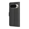 Google Pixel 9 Pro / 9, Kinyitható kártyatartós Ökobőr tok állványfunkcióval - Fekete - Techsuit Leather Folio