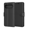 Google Pixel 9 Pro / 9, Kinyitható kártyatartós Ökobőr tok állványfunkcióval - Fekete - Techsuit Leather Folio