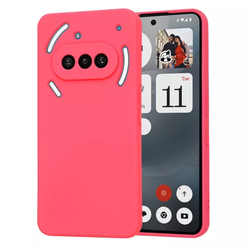 Nothing Phone 3a, Puha tapintású MagSafe szilikon tok, mikroszálas béléssel, Techsuit - SoftFlex - Pink