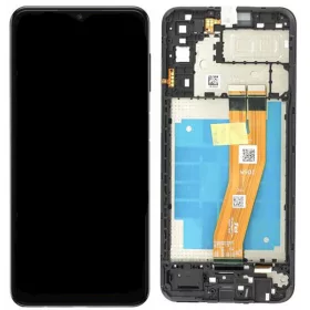   Gyári OEM LCD kijelző kerettel - Fekete - Samsung Galaxy A04e 2022 - SM-A042