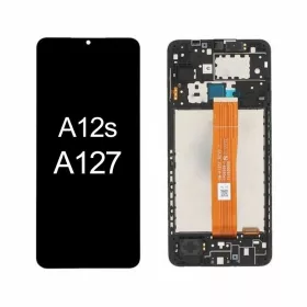   Gyári OEM LCD kijelző kerettel - Fekete - Samsung Galaxy A12 2021 - SM-A127