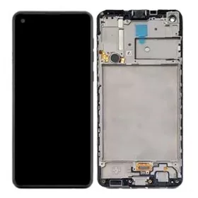   Gyári OEM LCD kijelző kerettel - Fekete - Samsung Galaxy A21s 2020 - SM-A217