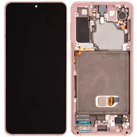   Gyári OEM LCD kijelző kamerával - Fantom rózsaszín - Samsung Galaxy S21 5G 2021 - SM-G991