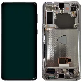   Gyári OEM LCD kijelző kamerával - Fantom ezüst - Samsung Galaxy S21 Plus 5G 2021 - SM-G996