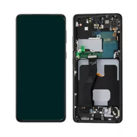   Gyári OEM LCD kijelző kamerával - Fantom fekete - Samsung Galaxy S21 Ultra 5G 2021 - SM-G998