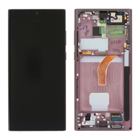   Gyári OEM LCD kijelző - Burgundi - Samsung Galaxy S22 Ultra 5G 2022 - SM-S908