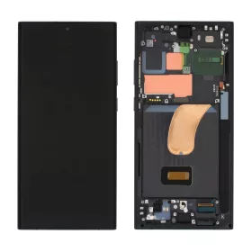   Gyári OEM LCD kijelző - Grafit szürke/piros - Samsung Galaxy S23 Ultra 5G 2023 - SM-S918