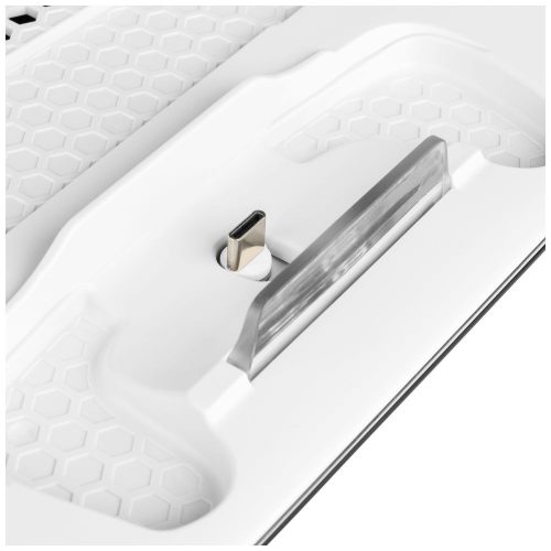 Multifunkciós állomás PlayStation 5 Slim-hez, 2 kontroller töltőállás, 3 hűtési fokozat, Fejhallgató tartó, beépített LED - Fehér - Fixed