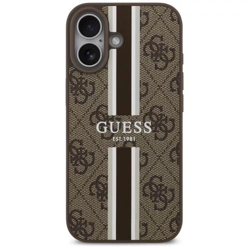 iPhone 17, Guess Hardcase 4G Printed Stripes MagSafe tok - Barna