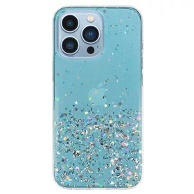 Átlátszó Glitteres tok iPhone 13 - kék