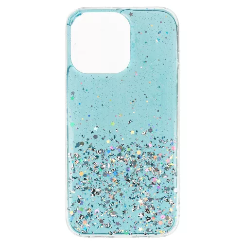 Átlátszó Glitteres tok iPhone 13 - kék