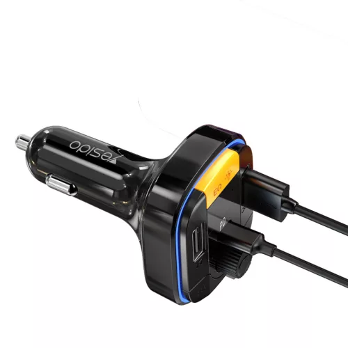 Yesido Y45 FM Transmitter – MP3, Bluetooth, 2xUSB + Type-C + microSD, QC 18W PD 20W (Fekete)