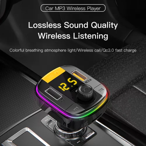 Yesido Y45 FM Transmitter – MP3, Bluetooth, 2xUSB + Type-C + microSD, QC 18W PD 20W (Fekete)