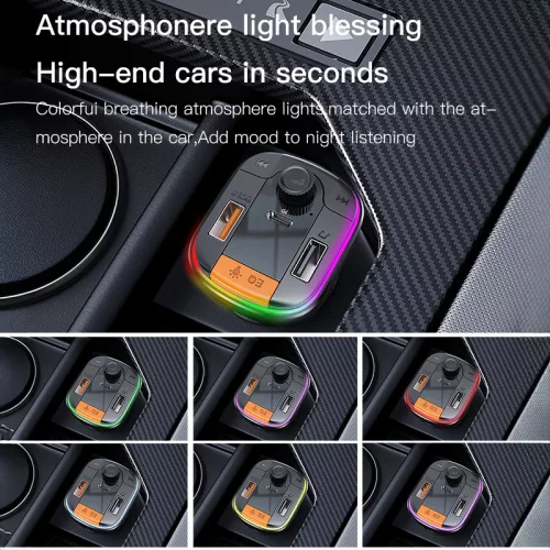 Yesido Y45 FM Transmitter – MP3, Bluetooth, 2xUSB + Type-C + microSD, QC 18W PD 20W (Fekete)