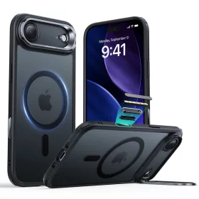   iPhone 17 Air, Ütésállő MagSafe-es tok, Kameravédelemmel, Légpárnás sarkokkal - Matt Fekete - ESR Classic Hybrid HaloLock