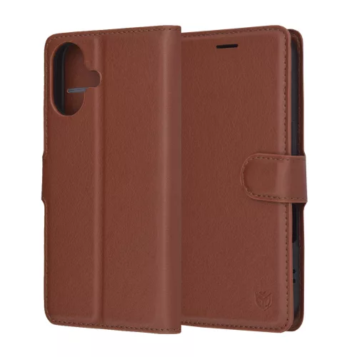 Techsuit - Leather Folio - Eco Bőr kinyitható tok kártyatartóval - iPhone 17 - Barna