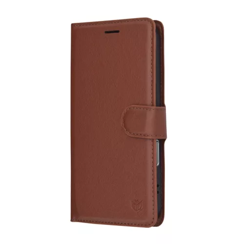 Techsuit - Leather Folio - Eco Bőr kinyitható tok kártyatartóval - iPhone 17 - Barna