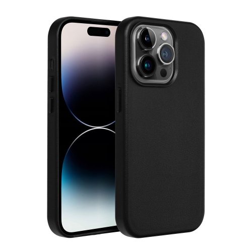 LEATHER MAG COVER Ökobőr tok iPhone 16 Pro - Fekete