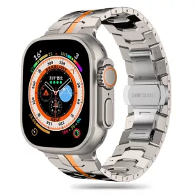   Techsuit Modern Acél Szíj - Titánium Szürke/Narancssárga - Apple Watch 42/44/45/49mm