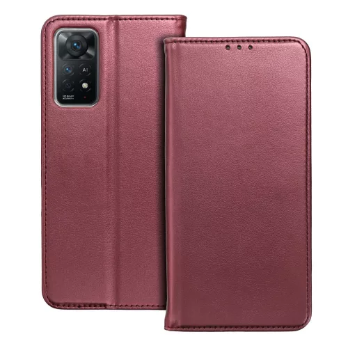 Xiaomi 15 Pro, Mágneses Kinyitható ECO bőr tok belső kártyatartó zsebbel - Bordó - Smart magneto 