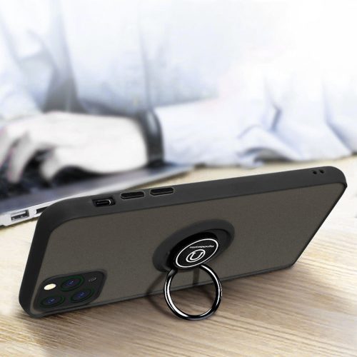 Xiaomi 15, MagSafe kompatibilis, kitámasztható, ütésálló gyűrűs tok, Techsuit - Glinth Ütésálló Gyűrűs tok - Fekete