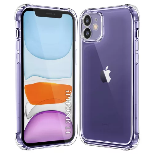iPhone 11, Rugalmas, ütésálló tok - Átlátszó - Techsuit Shockproof Clear Silicone 