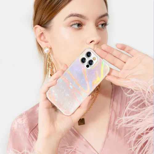 Kingxbar Luxury – gyöngy rózsaszín tok (iPhone 13 Pro Max)