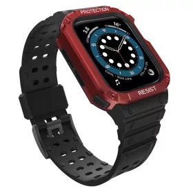 Védőtokos Szíj Apple Watch 42/44/45 mm - Fekete/Piros