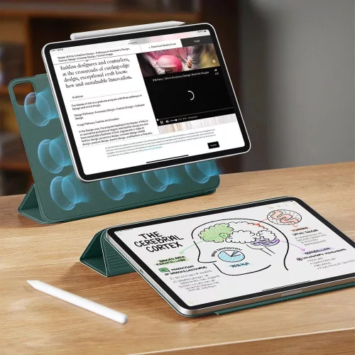 ESR Rebound Mágneses Trifold iPad tok Stylus Pen tartóval - iPad Pro 12.9” 2020 / 2021 / 2022 / iPad Air 13” 2024 / 2025 - Zöld