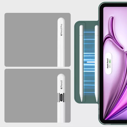 ESR Rebound Mágneses Trifold iPad tok Stylus Pen tartóval - iPad Pro 12.9” 2020 / 2021 / 2022 / iPad Air 13” 2024 / 2025 - Zöld