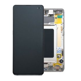   Gyári OEM LCD kijelző - Prism White/Silver (Fehér) - Samsung Galaxy S10 Plus 2019 - SM-G975