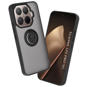   Xiaomi 15T Pro, MagSafe kompatibilis, kitámasztható, ütésálló gyűrűs tok, Techsuit - Glinth Ütésálló Gyűrűs tok - Fekete