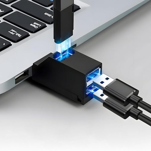 Mini USB elosztó - 3 az 1-ben, USB-C csatlakozóval, 2x USB 2.0 + 1x USB 3.0 - Fekete - Techsuit EchoLink H10