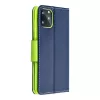 Xiaomi Redmi Note 12 5G, Mágneses Kinyitható tok belső zsebbel és állványfunkióval - sötétkék / zöld - FANCY